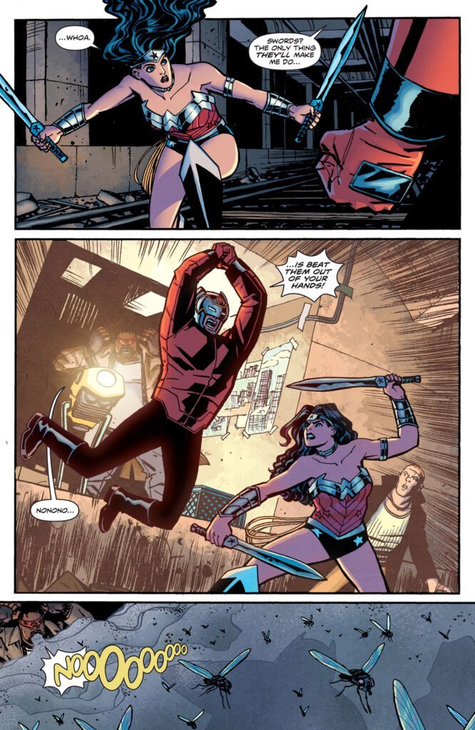 Wonder Woman taking out her swords