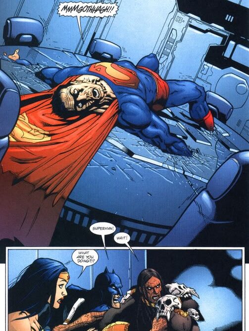 Martian Manhunter knocks out superman by reading his mind