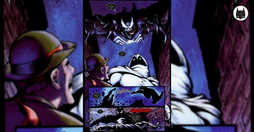 Moon Knight dodges Venom's attack