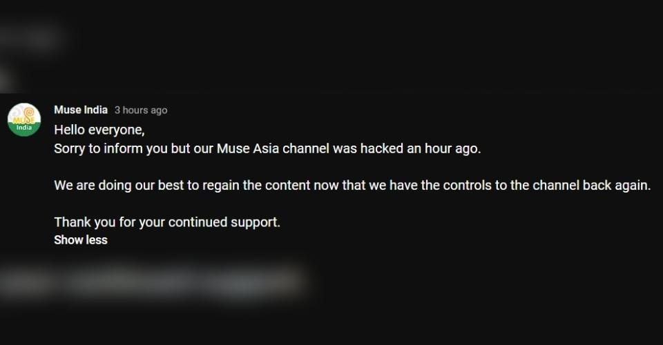 Muse India Official Statement After The Hack