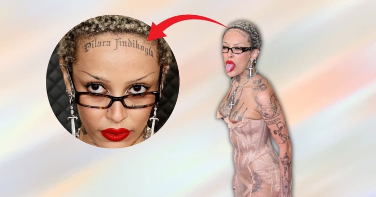 What Is Doja Cat's Forehead Tattoo at Grammys 2024? Dilara Findikoglu Dress Explained