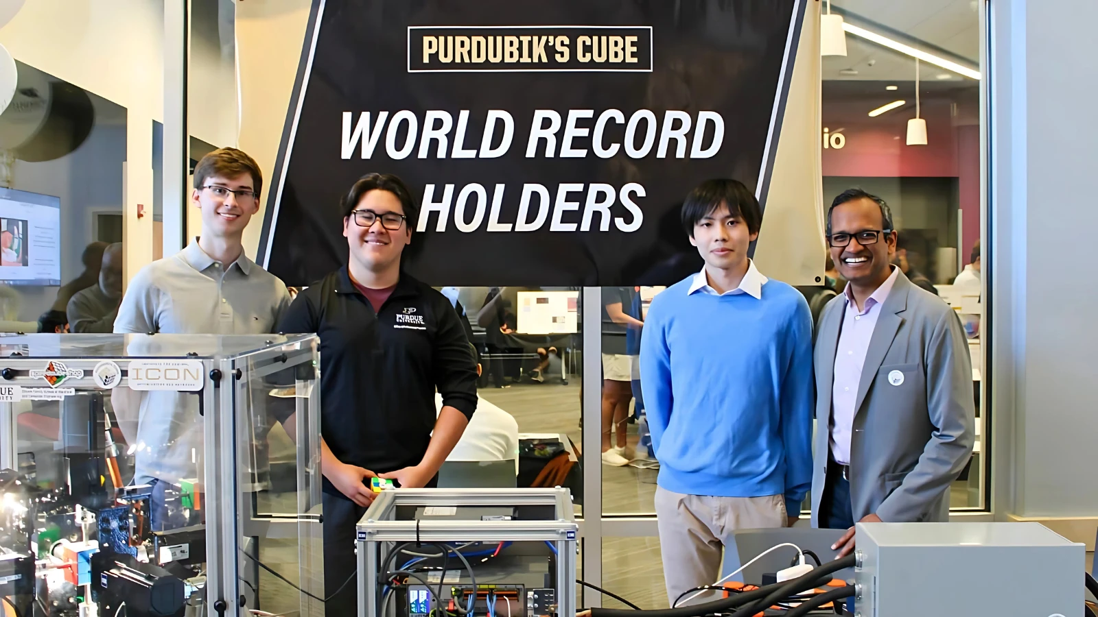 I Can’t Believe a Robot Solved the Rubik’s Cube Faster Than I Can Blink 1 Purdue University students just solved a Rubik's Cube n 0.103 seconds: Junpei Ota, Aden Hurd, Matthew Patrohay, and Alex Berta