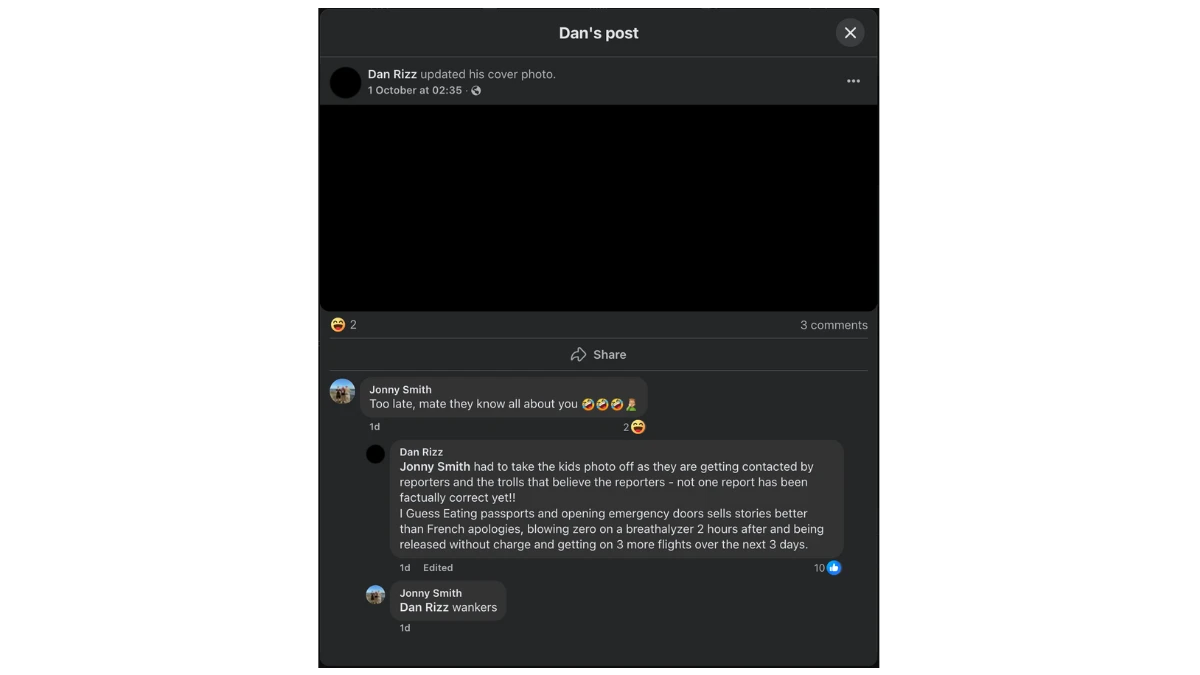 Ashley-Laws, who also goes by “Dan Rizz” online commented after his arrest by French cops